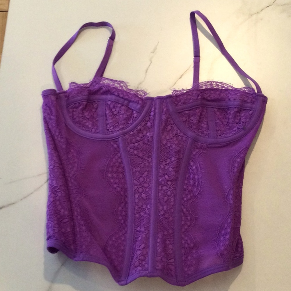 Purple Lace Bustier Top, size small.